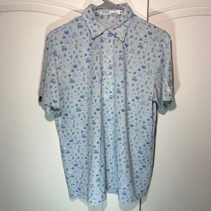 CRIQUET Golf Polo‎ Shirt Golf Carts Cacti Beer The Dominion Blue Mens Small